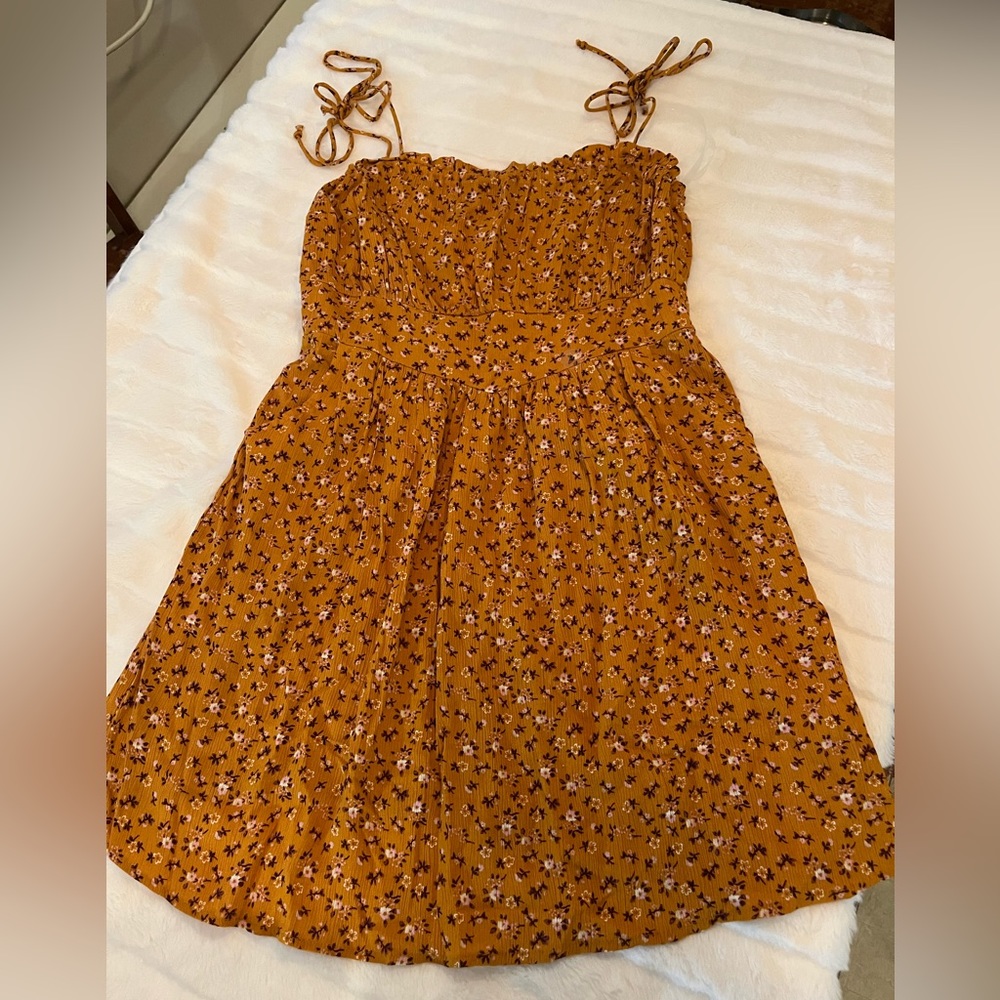NWT Aeropostale tie strap orange floral dress size medium